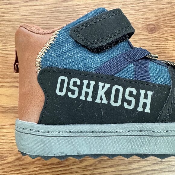 ❤️OshKosh Boys Shoes Slip-on Hi School Boots Sneaker Sz 6 easy-on Hook-loop Blue - Picture 7 of 9
